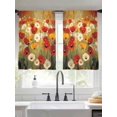 thumbnail image 3 of Retro Floral Sheer Curtains 45 inches Long 2 Panels Set Red White Yellow Poppy Flowers Oil Painting Tiers Sheers Rod Pocket Small Window Short Curtains for Kitchen Cafe, Each 52" W x 45" L, 3 of 7