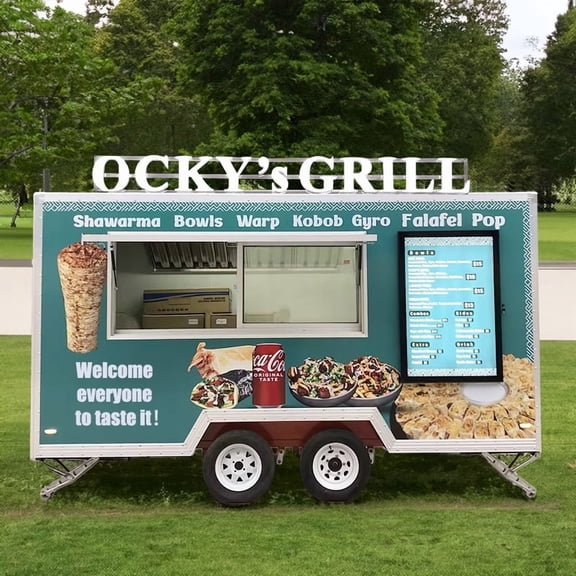 BELYOO Commercial Mobile Food Service Cart | Stainless Steel Outdoor Food Equipment