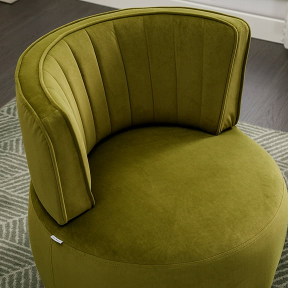 MAYEERTY 360 Degree Swivel Cuddle Barrel Accent Sofa Chairs, Round Armchairs with Wide Upholstered, Fluffy Velvet Fabric Chair for Living Room, Bedroom, Office, Waiting Rooms
