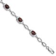 thumbnail image 1 of 925 Sterling Silver Rhodium-plated Garnet Link Bracelet, 1 of 2