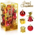 thumbnail image 1 of Juego de adornos para árboles de Navidad, 32 piezas Mini adornos de bolas rojas y doradas de Navidad para árboles de Navidad Adepaton WMZL-2258-1, 1 of 8
