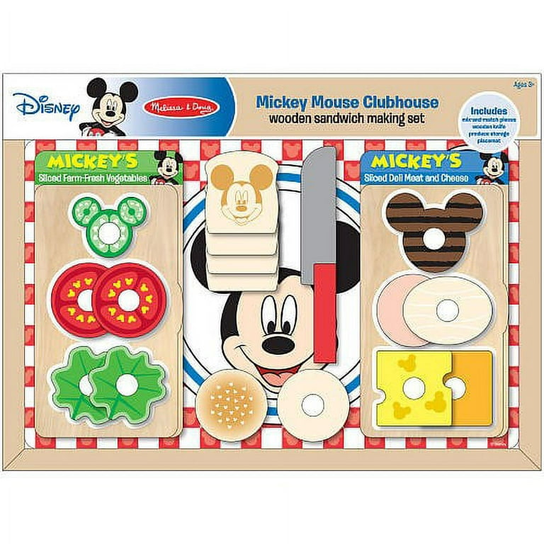 Melissa & Doug Mickey Mouse Wooden Pizza And Birthday Cake Set