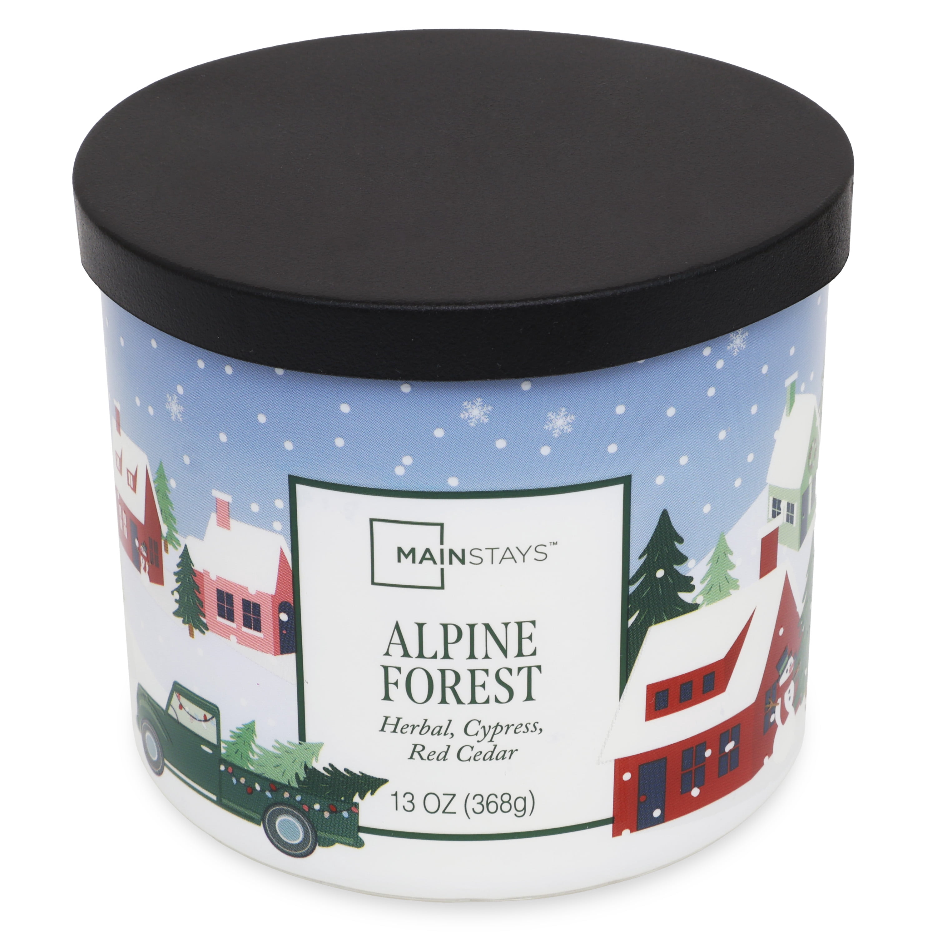 Mainstays 3-Wick Alpine Forest Scented Candle with a Truck Farm Scene Wrap, 13-Ounce