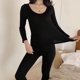 thumbnail image 2 of Qarigey Ropa interior térmica para mujer, niñas, manga larga, cuello redondo, diseño Simple, Color sólido, Tops cálidos, pantalones, lencería de Ropa interior Negro Qarigey AP013319-01, 2 of 6