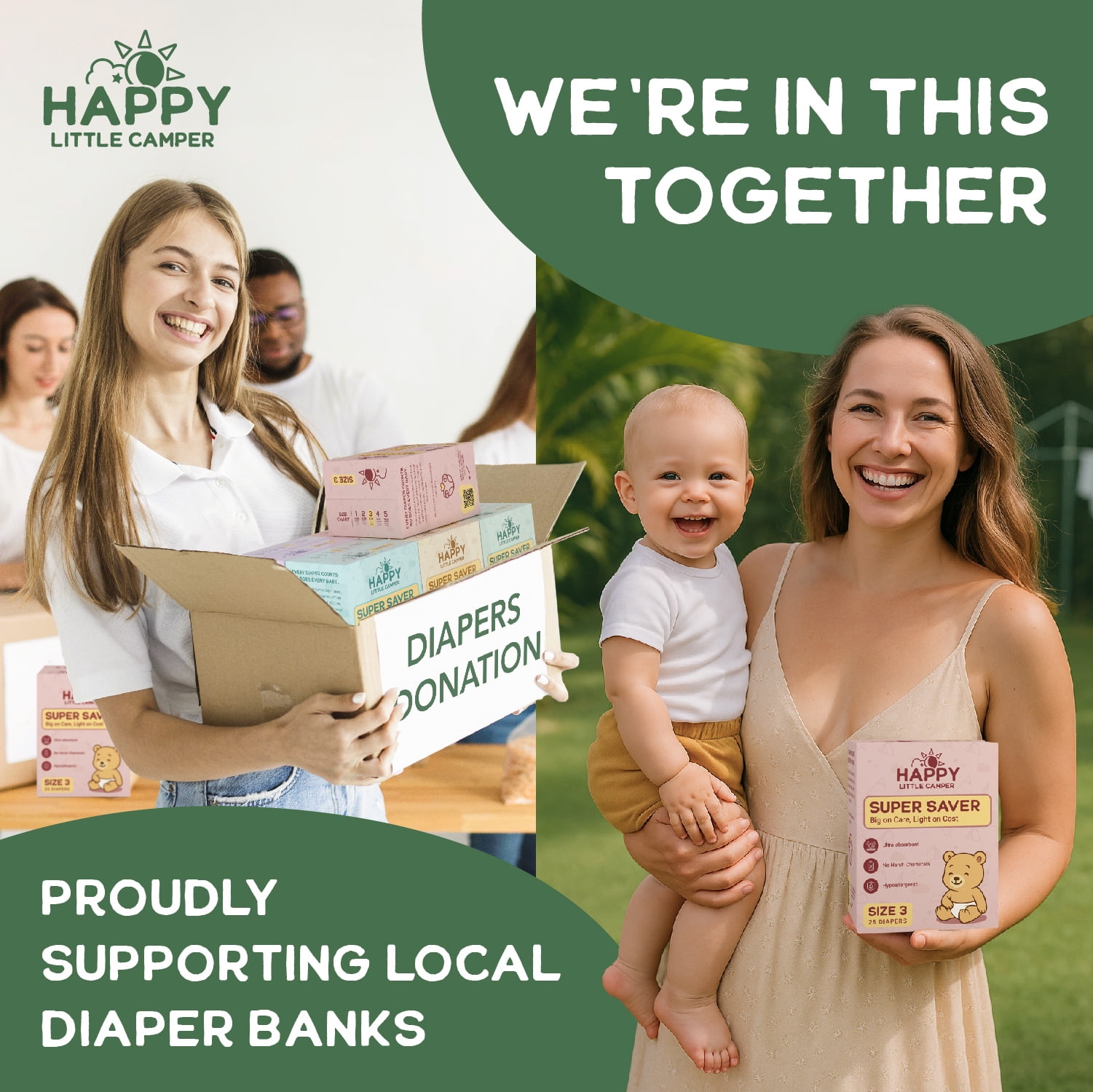 Happy Little Camper Super Saver Baby Diapers, Size 5, 100 Count