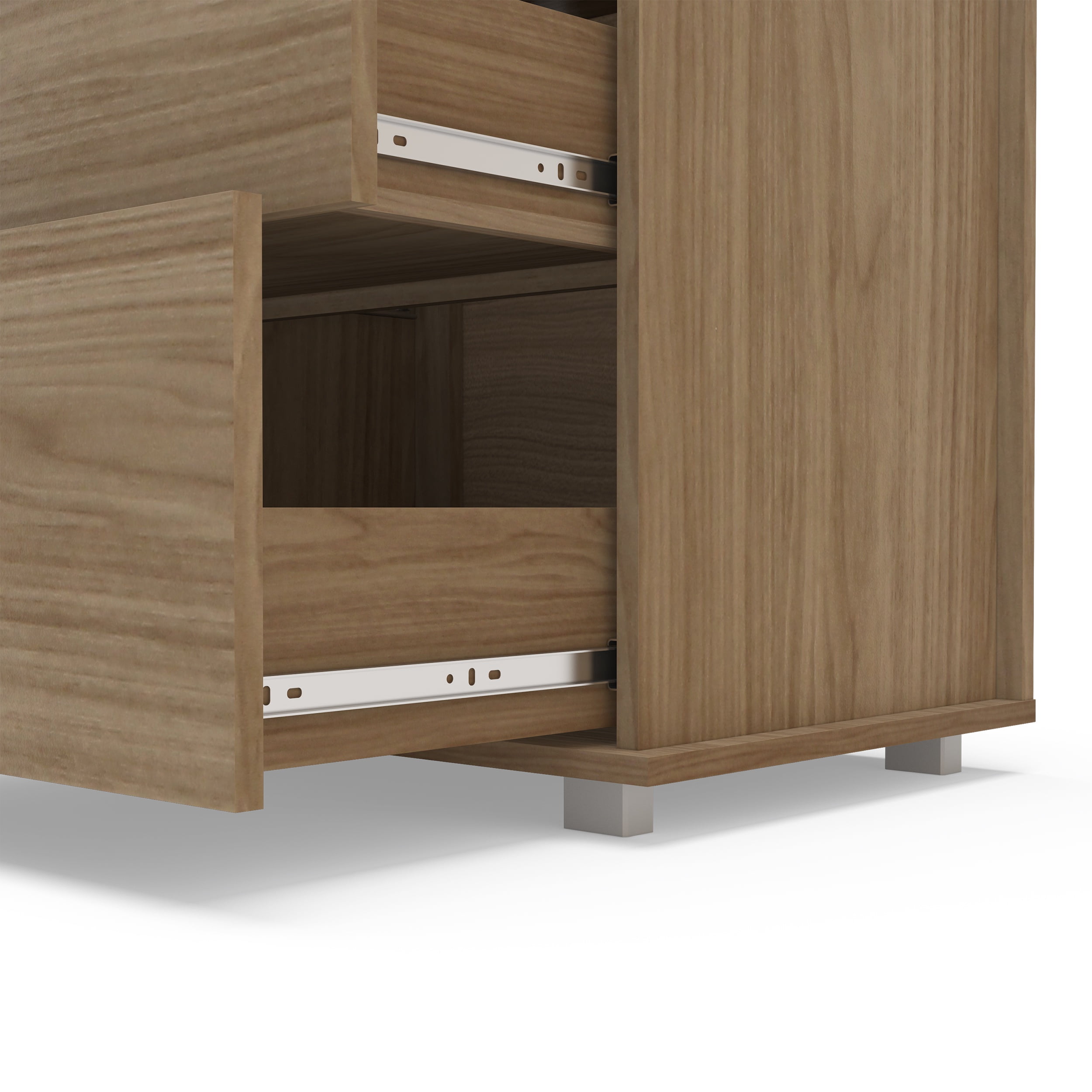 Polifurniture Madison Modern 2 Drawer Nightstand, Light Oak