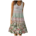 thumbnail image 1 of CQCYD Summer Dresses 2023, Women Printed Sleeveless Crew Neck Dress Loose Beach Dress Holiday Dress and Ankle Dress Leisure Sales Today Clearance Pink S, 1 of 5