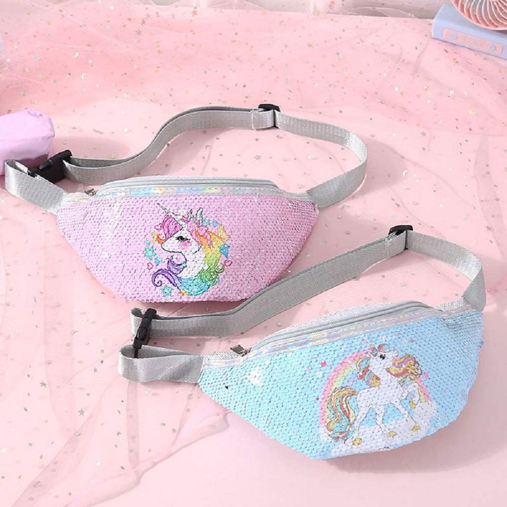 Cute Animal Unicorn Fanny Pack with Glitter Sequins Bum Bag Waist Bag Chest Bag Crossbody Shoulder Bag Belt Bag Catoon Rainbow Birthday Christmas Unicorn Gifts for Kids Girls Pink Walmart