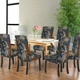 thumbnail image 4 of Gray White Gold Yellow Pattern Ink Acrylic Chair Covers,Chair Covers for Dining Room Set of 6,Spandex Stretch Dining Room Chair Cover,Removable Kitchen Parsons Chair Covers Seat Slipcovers, 4 of 6