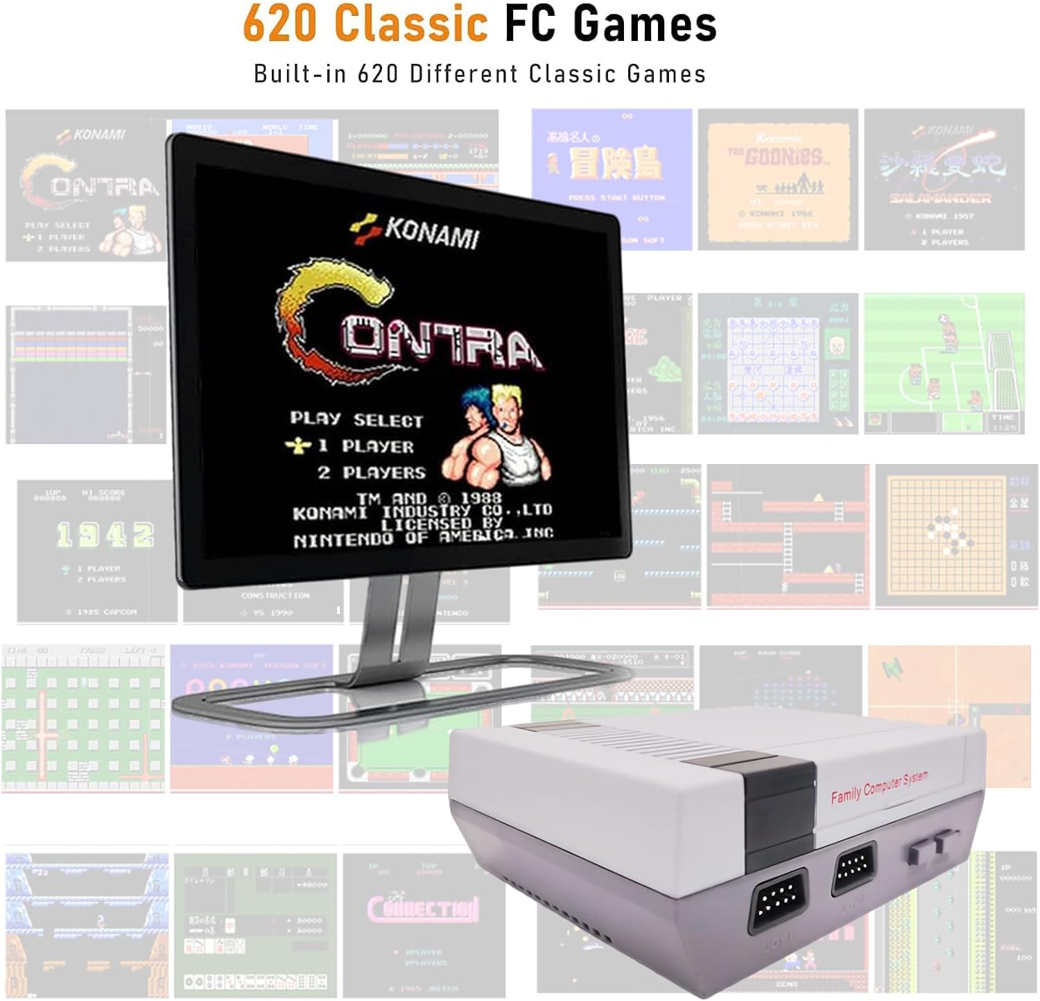 Retro Game Console, Classic Mini Retro Game System Built-in 620 Games ...