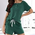 thumbnail image 5 of GigrtiJin Womens Pajama Sets Casual Short Sleeve Button Front Tops and Drawstring Waist Shorts Sleepwear 2 Pack, 5 of 8