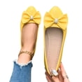 thumbnail image 4 of CQONEPT Women's Ballet Flats Pointed Toe Glittery Dressy Shoes Soft Walking Slip Ons Memory Foam Dressy Work Office Shoes Yellow 37, 4 of 6