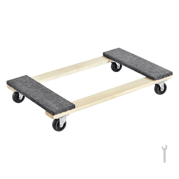 Furniture Dolly 1000 Lbs Capacity 18 x 30 Inch, Hardwood Moving Cart with 4 PP Swivel Casters, Roller for Home Appliances and Heavy Items