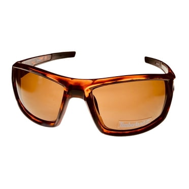 Timberland Mens Rectangle Dark Havana Plastic Sunglass, Brown Lens TB7221 52E