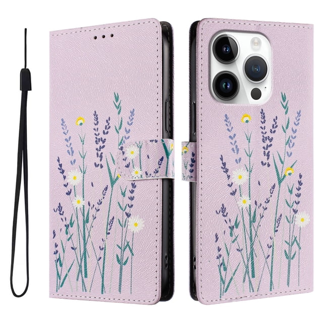 FOXDOCK Funda Tipo Cartera para iPhone 16 Pro Max con Soporte y Correa – Diseño de Patrones Lindos