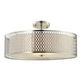 thumbnail image 2 of Woodbridge Lighting Spencer 3-Light Metal and Fabric Semi-Flush Mount in Nickel, 2 of 2