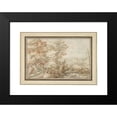 thumbnail image 2 of Pieter Stevens 18x14 Black Modern Framed Museum Art Print Titled - A Wooded Landscape with Travellers by a Stream, a Town Beyond (1597), 2 of 5