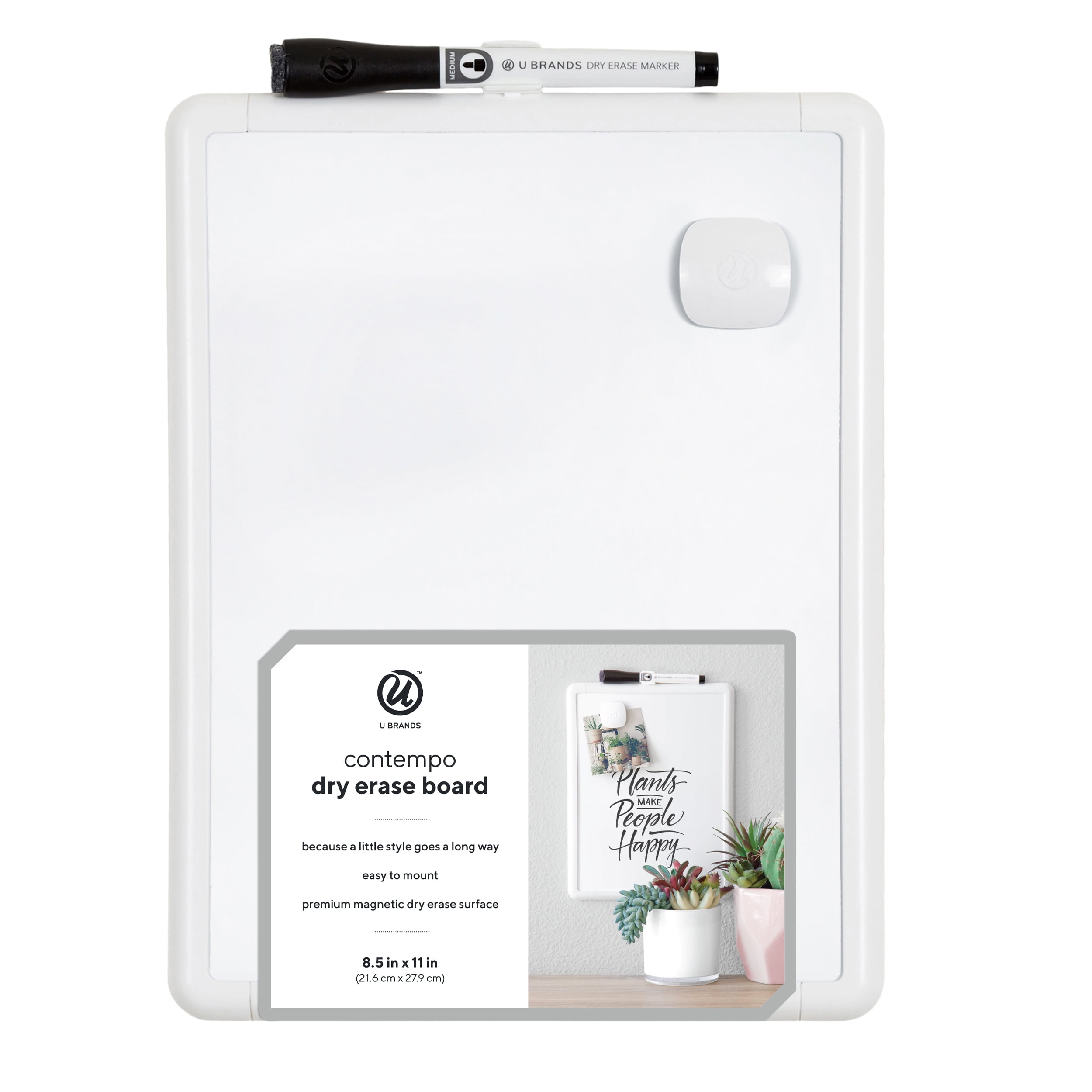 11 x 14 Inches White Frame AOI U Brands Contempo Magnetic Dry Erase Board 