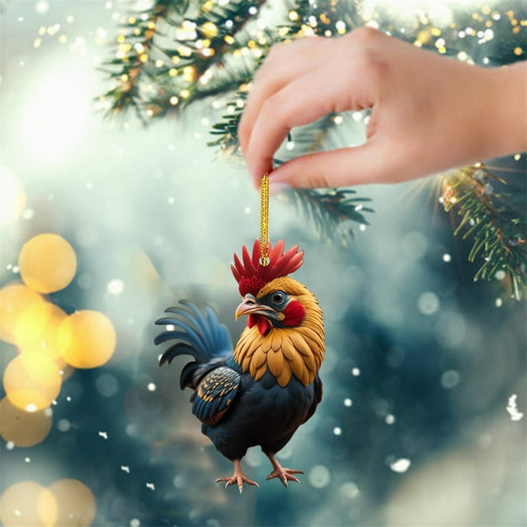 Funny Christmas Chicken Ornament Hanging Christmas Tree Ornaments 
