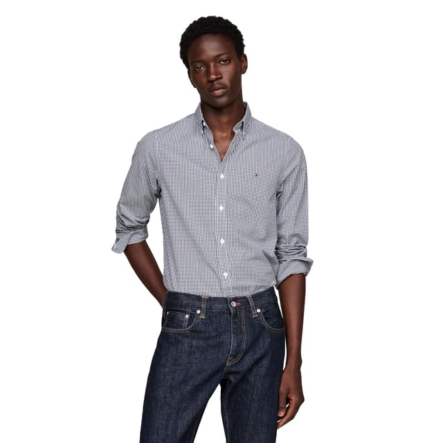 Camisa Tommy Hilfiger de popelina micro a cuadros, corte regular, para hombre