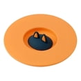 thumbnail image 3 of Naiovety Tapas de taza con soporte para cuchara, cubierta de taza de té reutilizable a prueba de fugas, vasos de vidrio para beber, tapa a Teteras Naranja, 3 of 6