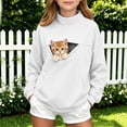 thumbnail image 2 of Mnyotv Girls Cat Pouch Sweatshirt Fleece Lined Long Sleeve Hoodless Pullover Sweatshirts with Pet Pockets Size 11-12 Years, 2 of 5