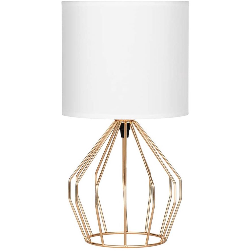 Gold Table Lamp Modern Style Golden Hollowed Out Base with Linen Fabric