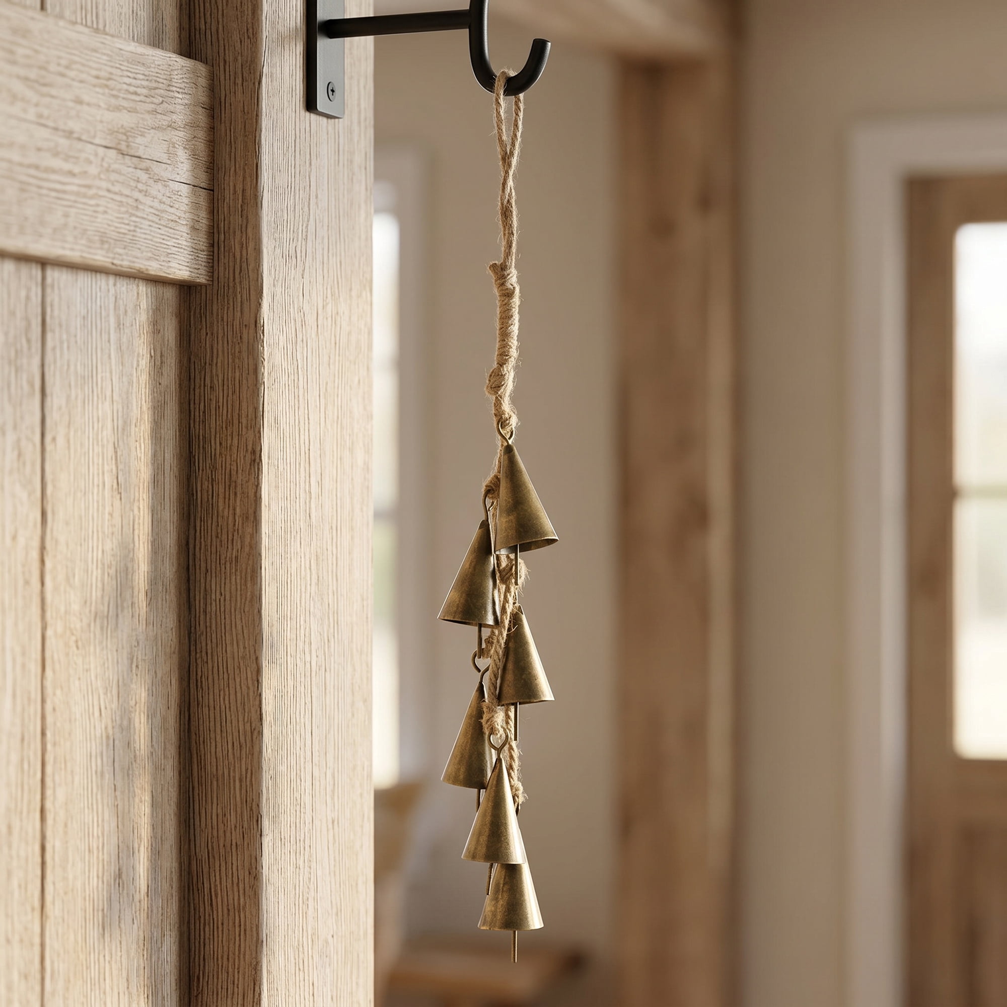 Unique Bargains Protection Rustic Iron Decorative Hanging Bell Bronze 0.9" x 0.9" x 12.6"