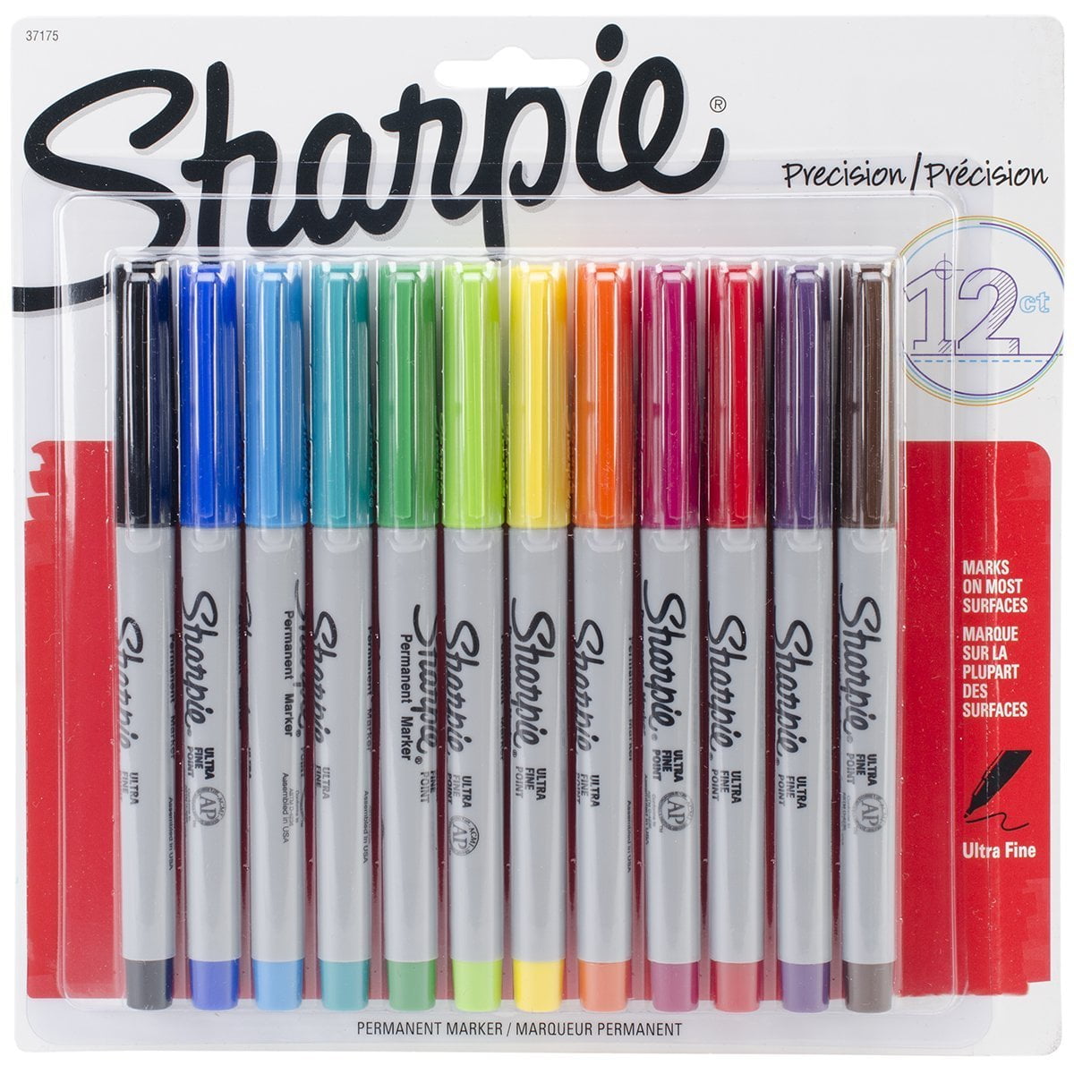 Sharpie Ultra Fine Point Permanent Markers, 12 Colored Markers Per Pack