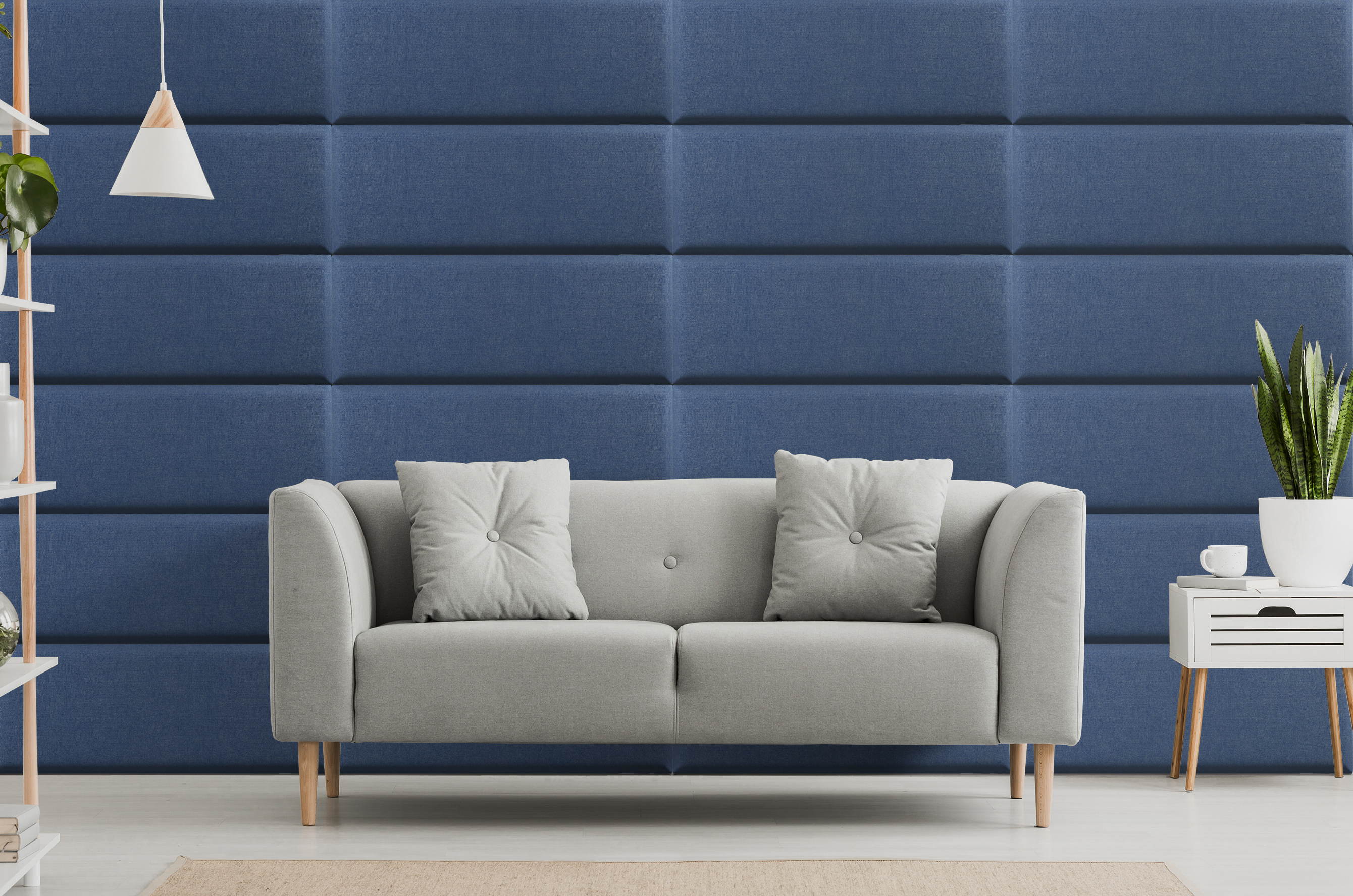 Boyd Sleep Customizable Upholstered Wall Decor Panels, Blue Linen, Set of 4