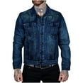 thumbnail image 1 of LOVZFMLL Jackets for Men's Vintage Motorcycle Solid Color Button Pocket Long Sleeved Denim Jacket, 1 of 5