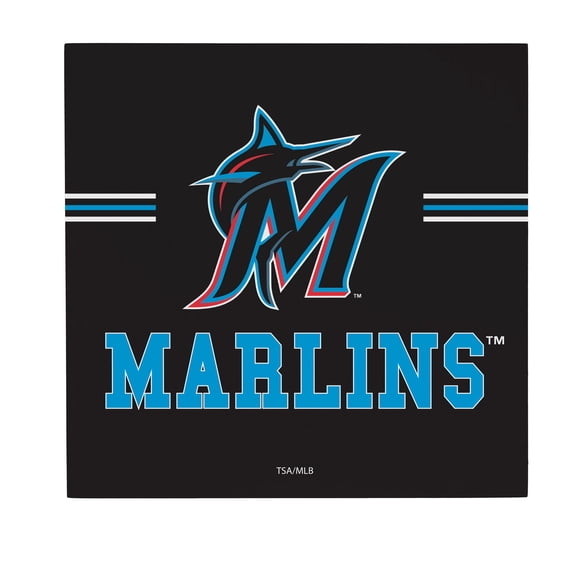 Miami Marlins 12" x 12" Wood Wall Sign