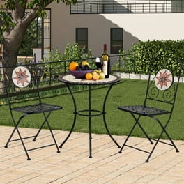 JUSTLET Patio Metal 3 Piece Bistro Table and Chairs Set Outdoor Patio Dining Furniture for Small Spaces Balcony Gray Walmart