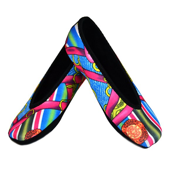 Nufoot Ballet Flats Women's Shoes, Foldable & Flexible Flats, Slipper Socks, Travel Slippers & Exercise Shoes, Dance Shoes, Yoga Socks, House Shoes, Indoor Slippers, Pink Bamboo, Large