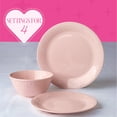 thumbnail image 6 of Paris Hilton London Collection 12-Piece Stoneware Dinnerware Set, Plates & Bowls Dish Set, Service for 4, Microwave & Dishwasher Safe, Blush Pink with Bow Design, 6 of 10