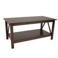 thumbnail image 1 of Sunnydaze Indoor Solid Pine Coffee Table with Storage Shelf - Dark Brown - 43.5", 1 of 10