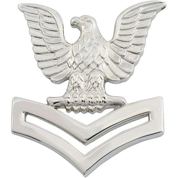 USN Cap Device Silver E-5 Petty Officer 2nd Class Regular Size Official Mirror Finish