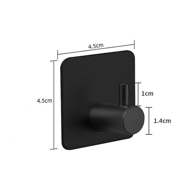 Ganchos para toallas autoadhesivos para montar en la pared, sin perforación, ganchos adhesivos de acero inoxidable, a prueba de óxido, resistentes al agua, gran capacidad de carga (paquete de 6) - Negro Rojo Verde Cocina, Decoración y Otros