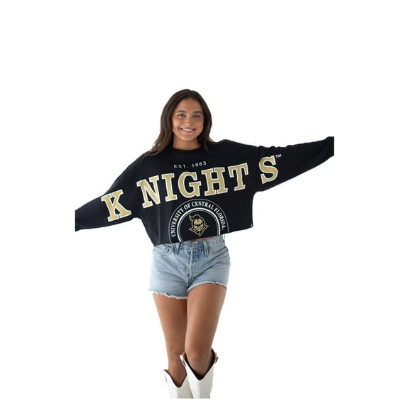 Women's Gameday Social Black UCF Knights Phipps Cropped Sweatshirt