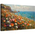 thumbnail image 1 of Arte mural de madera de roble verde, atardecer retro, paisajes naturales y bosques; pintura sobre lienzo de montañas al amanecer; pintura al óleo de bosque iluminado por la luz del sol, 1 of 5