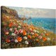 thumbnail image 1 of Arte mural de madera de roble verde, atardecer retro, paisajes naturales y bosques; pintura sobre lienzo de montañas al amanecer; pintura al óleo de bosque iluminado por la luz del sol, 1 of 5