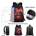 thumbnail image 4 of Jeiento Wolf Backpack for Kids 6-8/8-10 with Lunch Box 3 in 1 Elementary School Bookbags for 1st Grade Boys and Lunchbox Set Back Pack Lunch Bag Pencil Case Primary Book Bags Back Pack Abstract Fire, 4 of 7