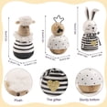 thumbnail image 4 of caiydramy Wooden Miniature Animal Figurines Baby Shower Tabletop Decorations, Black and White Small Bunny Chick Lamb Nursery Decor, Neutral Indoor Tiered Tray Shelf Room Mantel Desk Home Decor Set of, 4 of 8