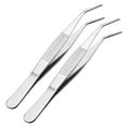thumbnail image 1 of Unique Bargains 2 Pcs 5-Inch Stainless Steel Tweezers with Curved Pointed Serrated Tip, 1 of 3
