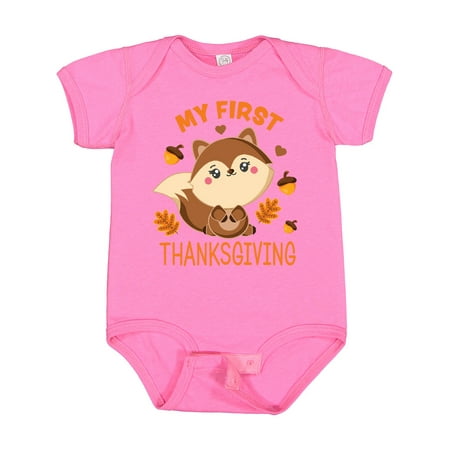 

Inktastic My 1st Thanksgiving with Squirrel and Acorns Gift Baby Boy or Baby Girl Bodysuit
