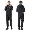 thumbnail image 2 of Rain Suit, 190T Polyester Pongee Men's Motorcycle Raincoat with Reflective Strip for Riding, 2 of 7