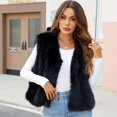 thumbnail image 5 of larppty Women's Faux Fur Waistcoat Vest Fuzzy Sleeveless Open Front Outwear Winter Warm Fluzzy Vest Jacket Coat (Black, 3XL), 5 of 7