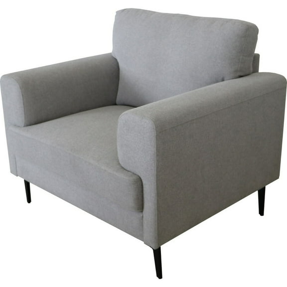 Benjara Chair with Fabric Upholstery and Sleek Metal Legs, Gray