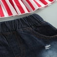 thumbnail image 4 of 2 Pcs Infant Independence Day Outfits Girls Tie-up Ruffled Halter Tops Ripped Jeans Summer Clothing Sets, 4 of 6