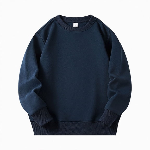 WUANDIXFA Toddler Sweatshirt 2-11 Years Boys Sweatshirts Kids Fashion Long Sleeve Crewneck Pullover Fall Tops,Navy,8-9 Years